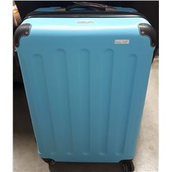 BLUE SUITCASE ON WHEELS