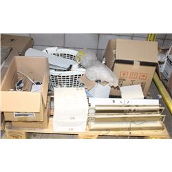 PALLET OF ASSORTED LIGHT FIXTURES AND CEILING FAN