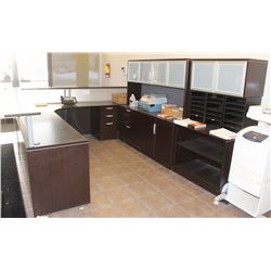 LARGE "L" SHAPED RECEPTION DESK WITH BACK COUNTER