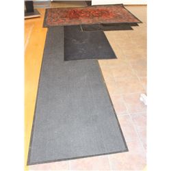LOT OF 4 CARPET FLOOR MATS AND AREA RUG
