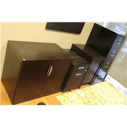 LOT OF 3 FILING CABINETS AND LATERAL CABINET
