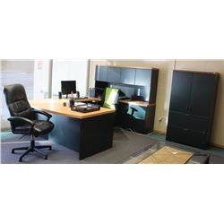 "U" SHAPED OFFICE DESK 112" X 71" WITH 3 CABINETS