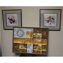 LOT OF TWO ABSTRACT PRINTS AND CANVAS