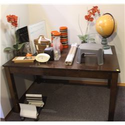 WOODEN DESK INCLUDES DECOR