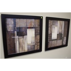 PAIR OF ABSTRACT PRINTS 32" X 32"