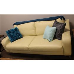 EGGSHELL FAUX LEATHER SOFA 77" X 38"