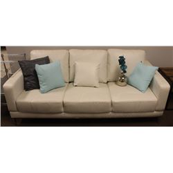 WHITE FAUX LEATHER SOFA 75" X 35"