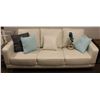 Image 1 : WHITE FAUX LEATHER SOFA 75" X 35"