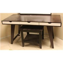 MODERN WOODEN DESK AND END TABLE