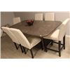 Image 1 : ARBORITE KITCHEN TABLE WITH 6 WHITE FABRIC CHAIRS