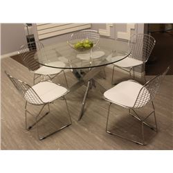ROUND 48" GLASS TOP MODERN METAL KITCHEN TABLE