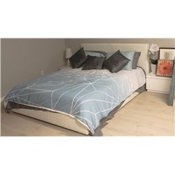 SHOWHOME DOUBLE FAUX LEATHER WHITE BED FRAME