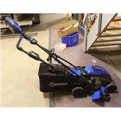 KOBALT 40V CORDLESS TRIMMER AND MOWER WITH CHARGER
