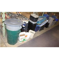 LARGE LOT OF ASSORTED GARBAGE CANS