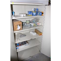 2 DOOR METAL CABINET WITH CONTENTS