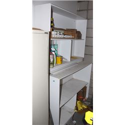 PAIR OF WOOD SHELVING UNITS WITH CONTENTS