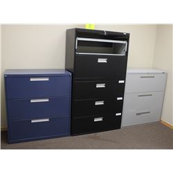 LOT OF 4 ASSORTED LATERAL FILING CABINETS