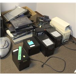 LOT OF ASSORTED BATTERY BACKUPS AND FIREWALLS