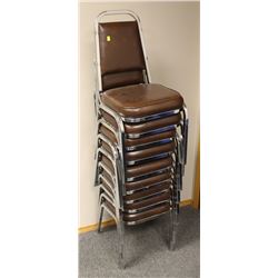 LOT OF 9 FAUX LEATHER BROWN CHAIRS