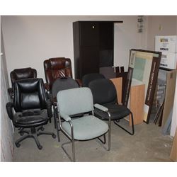 LOT OF 8 ASSORTED CHAIRS AND DESK PARTS