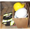 Image 1 : BOX OF ASSORTED HARD HATS AND FLAGGING GEAR