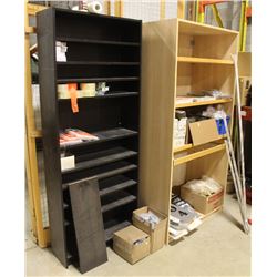 PAIR OF WOODEN UPRIGHT SHELVES