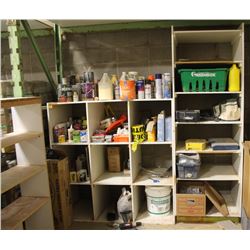 4 LARGE SHELVING UNITS WITH CONTENTS