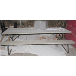 WOOD PICNIC TABLE WITH METAL FRAME