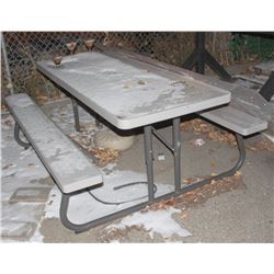 PLASTIC PICNIC TABLE WITH METAL FRAME