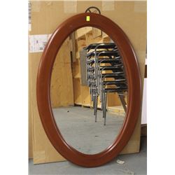 LOT OF 2 BROWN WOOD STYLE OVAL MIRRORS 26" X 39"
