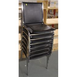 LOT OF 7 FAUX LEATHER STACKING CHAIRS