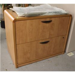 WOOD TONE 2 DRAWER LATERAL FILING CABINET