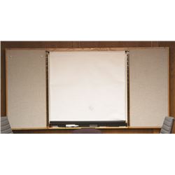 WHITEBOARD/PEG BOARD/PROJECTOR SCREEN WITH CABINET