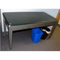 METAL FRAMED BLACK TOP TABLE 60" X 30"