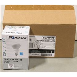 CASE OF 6 STANDARD CFL BR30 60 WATT BULBS
