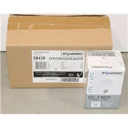 CASE OF 6 STANDARD SFL G25 9 WATT BULBS