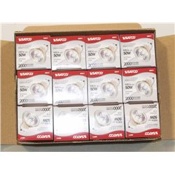 CASE OF 12 SATCO HALOGEN 50 WATT BULBS