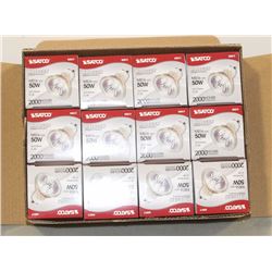 CASE OF 12 SATCO HALOGEN 50 WATT BULBS