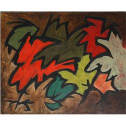Laurent Marcel Salinas, Abstract in Reds and Greens, Oil Painting