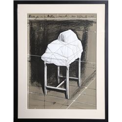 Christo, Package on a Table (Project 1961-88), Lithograph in Colors with Collage and String