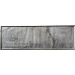 Boris Zaborov, Garcon pres d'une Table et une Nue, Mixed Media Drawing