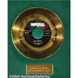 Fats Domino "Bo Weevil" Imperial Gold Record Award (1958).