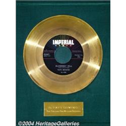 Fats Domino "Blueberry Hill" Imperial Gold Record (1958).