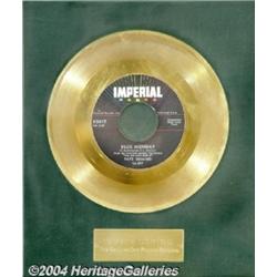 Fats Domino "Blue Monday" Imperial Gold Record Award (1958).