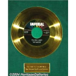 Fats Domino "It's You I Love" Imperial Gold Record Award (1958).