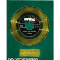 Ricky Nelson "My Bucket's Got A Hole In It" Imperial Gold Record Award (1958).