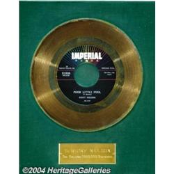 Ricky Nelson "Poor Little Fool" Imperial Gold Record Award (1958).