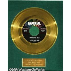 Ricky Nelson "Travelin' Man" Gold Record Award (1961).