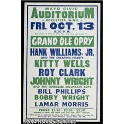 Hank Williams Jr. - Concert Poster (Central Show Printing, 1967).