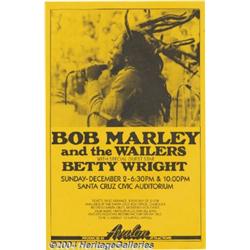 Bob Marley Poster (Avalon Attractions, 1979).